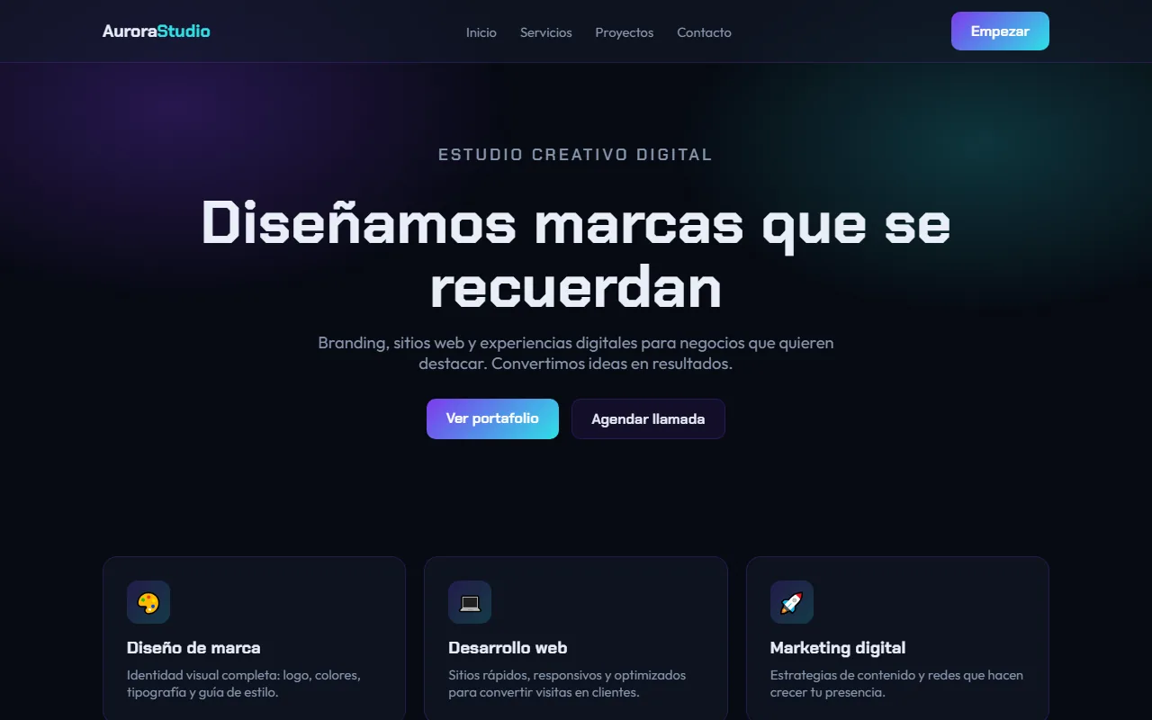 Aurora Studio — Landing Creativa