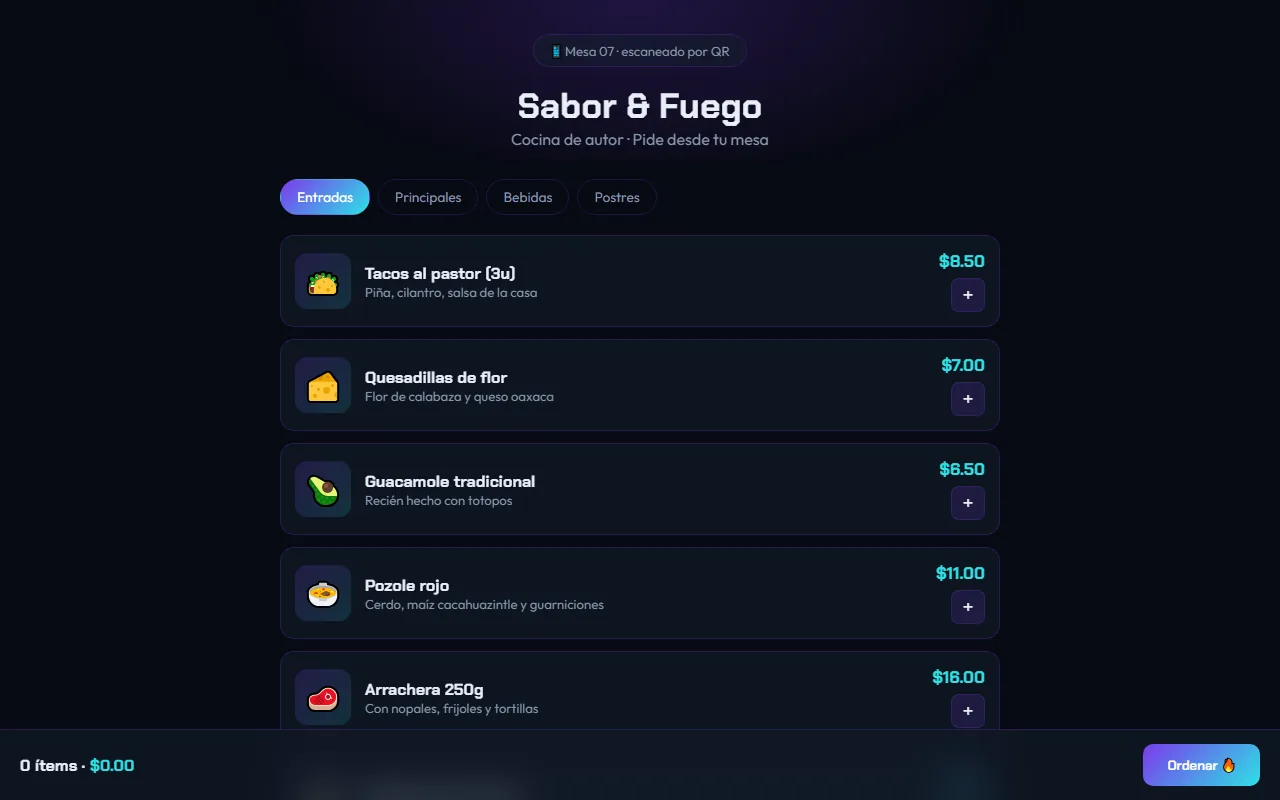 Sabor & Fuego — Menú Digital QR